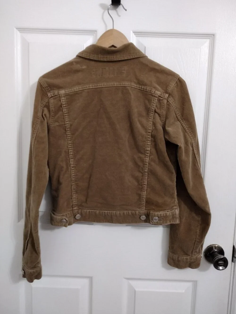 AC-3998 Brown Corduroy Cropped Jacket Size M Stretch Cotton Fitted Y2K Style - Picture 5 of 6